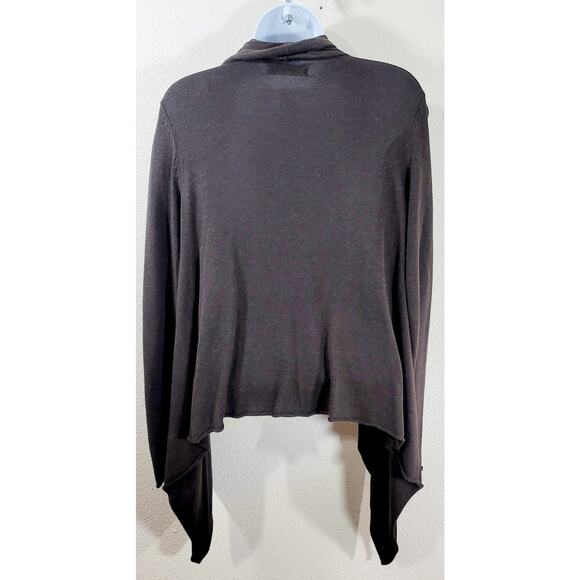 Old Navy Brown Draped Open Front Cardigan Sweater Small Pointed Hem Lightweight - Picture 3 of 6